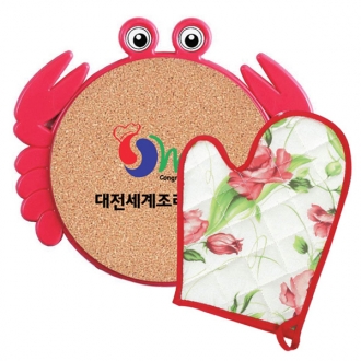 주방장갑 + 꽃케콜크 냄비받침