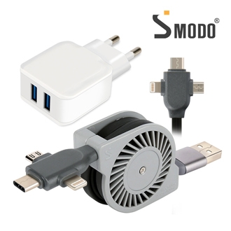 [SMODO-223] 십자 릴케이블+듀얼 어답터 set